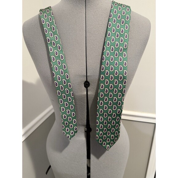 Polo Ralph Lauren Vintage Silk Tie!  Green Paisley‎    ITALY - Picture 1 of 4